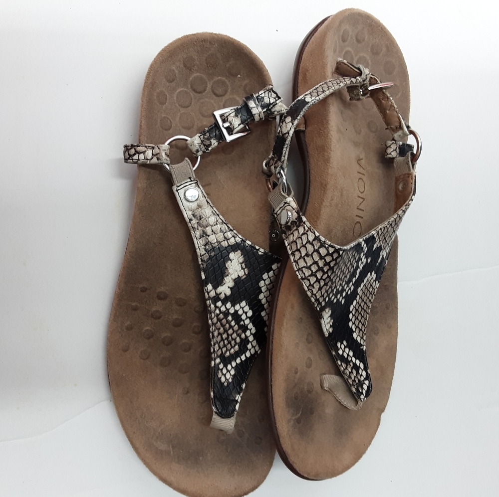 Vionic Kirra Snakeskin Print Thong Sandal Size 7